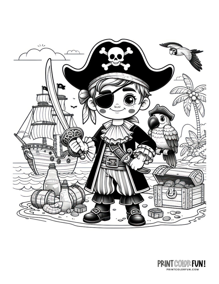 Pirate clipart, coloring pages, fun activities & learning little ...