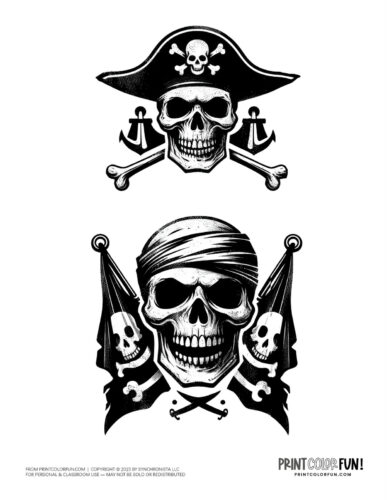 Pirate flag skull and crossbones clipart from PrintColorFun com 2