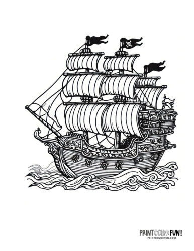 Pirate ship coloring page from PrintColorFun com (2)