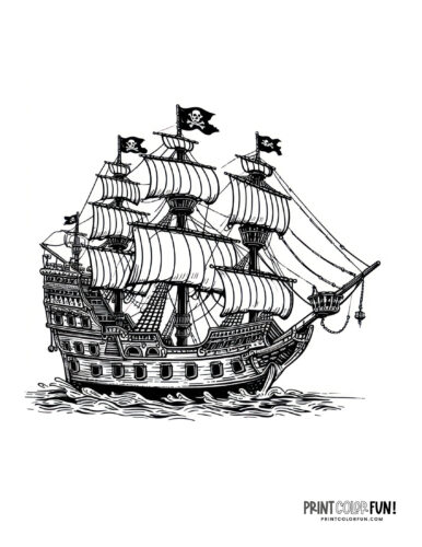 Pirate ship coloring page from PrintColorFun com (3)