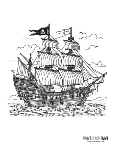 Pirate ship coloring page from PrintColorFun com (4)