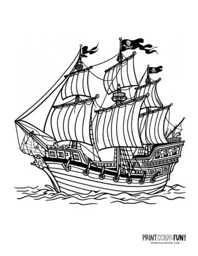 Pirate ship coloring page from PrintColorFun com (5)