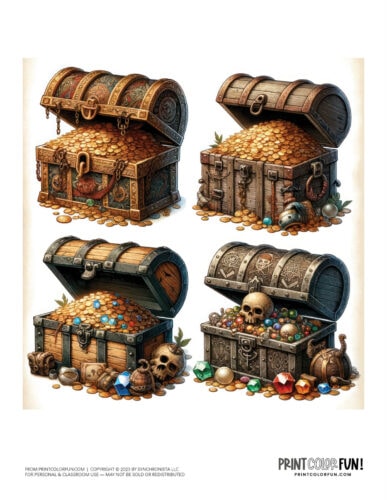 Pirate treasure chests color clipart from PrintColorFun com 01