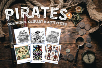 Pirates coloring page clipart activities from PrintColorFun com