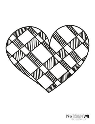 Plaid-style heart design to color
