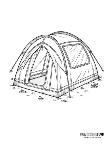 Pop-up camping tent coloring page from PrintColorFun com