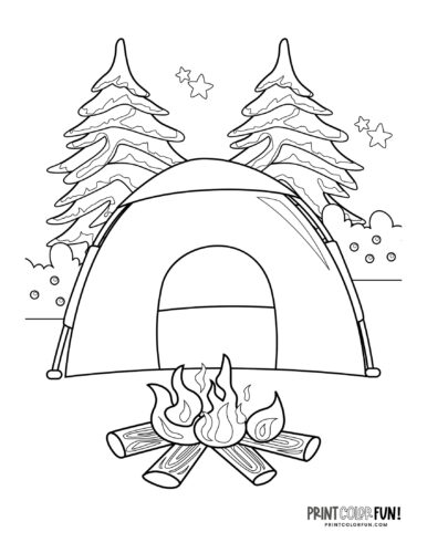 Pop-up tent camping coloring page from PrintColorFun com