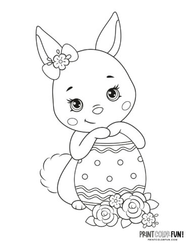 Pretty Easter bunny with a big egg to color