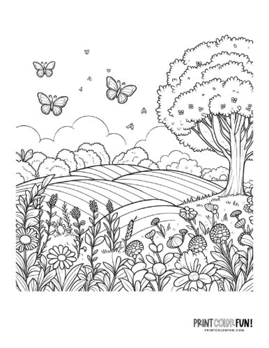 Pretty garden coloring page printable 2 at PrintColorFun com