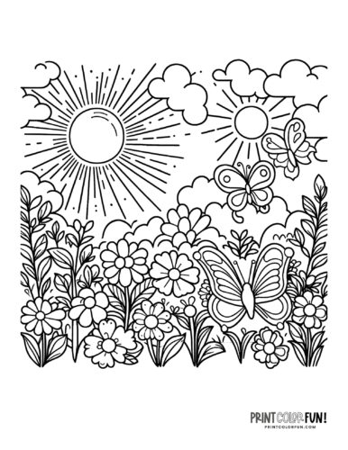 Pretty garden coloring page printable 4 at PrintColorFun com