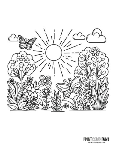Pretty garden coloring page printable 5 at PrintColorFun com