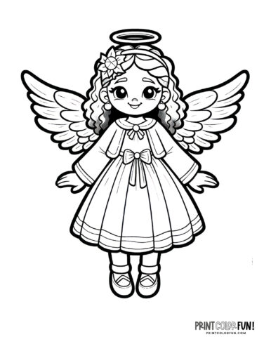 Pretty girl angel (2) coloring page from PrintColorFun com