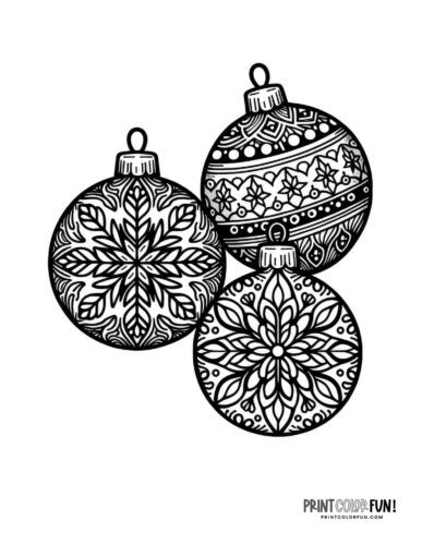 Pretty globe-shaped Christmas ornaments coloring page - PrintColorFun com