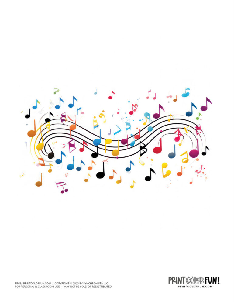 10+ Musical notes clipart & coloring pages, at PrintColorFun.com