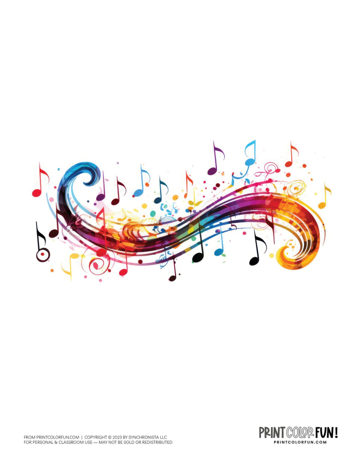 10+ Musical notes clipart &amp; coloring pages, at PrintColorFun.com