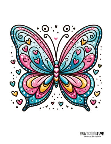 Pretty pastel heart butterfly - PrintColorFun com