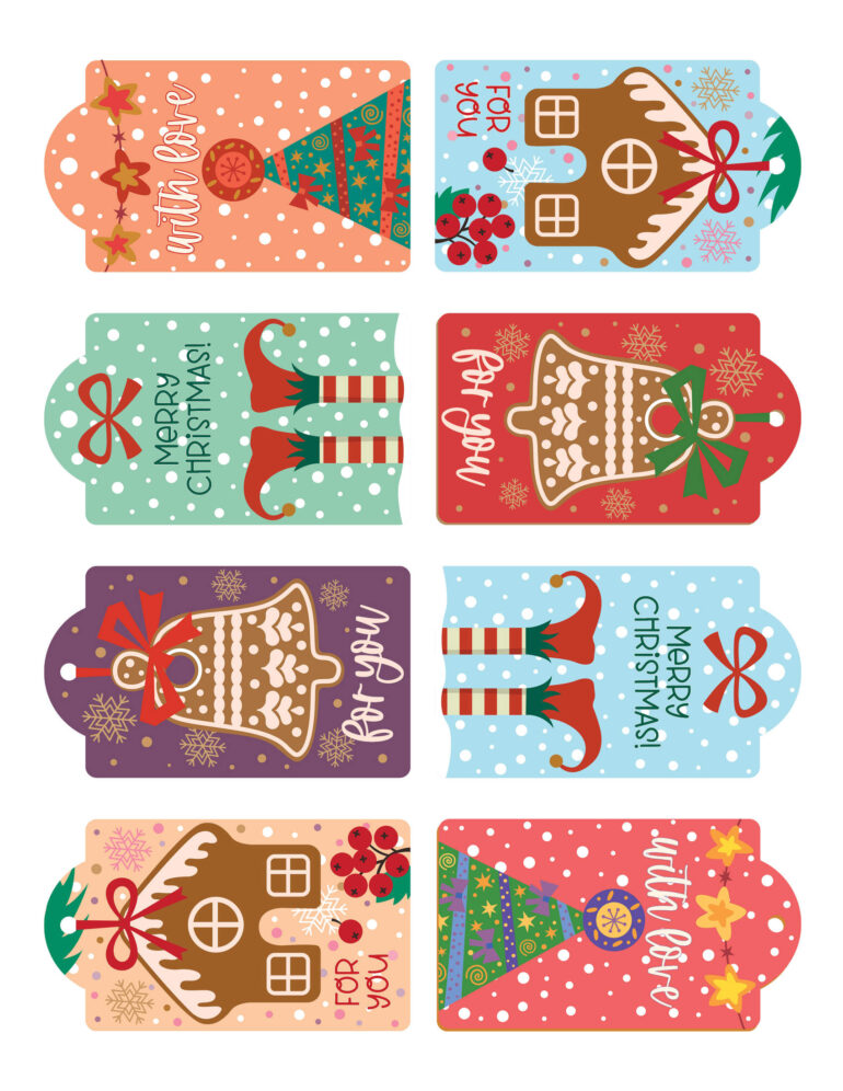 Free printable Christmas gift tags: 20+ sets of full-color holiday card ...