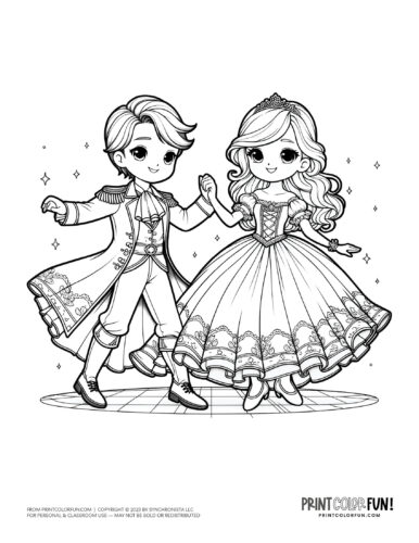 Prince and princess coloring page at PrintColorFun com (2)
