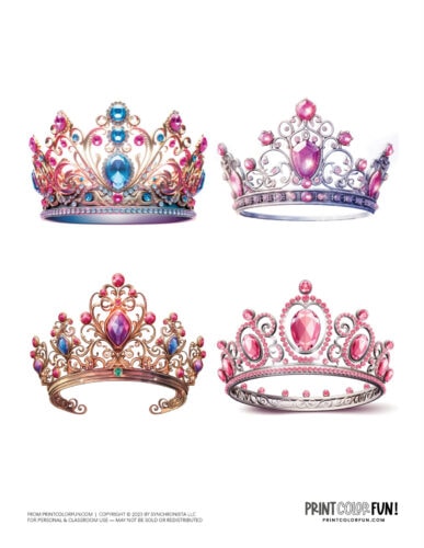 Princess crowns color clipart from PrintColorFun com 1