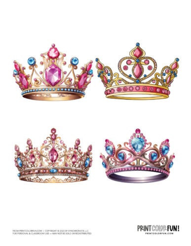 Princess crowns color clipart from PrintColorFun com 2