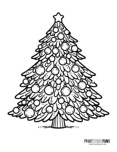 Printable Christmas tree coloring page from PrintColorFun com (1)