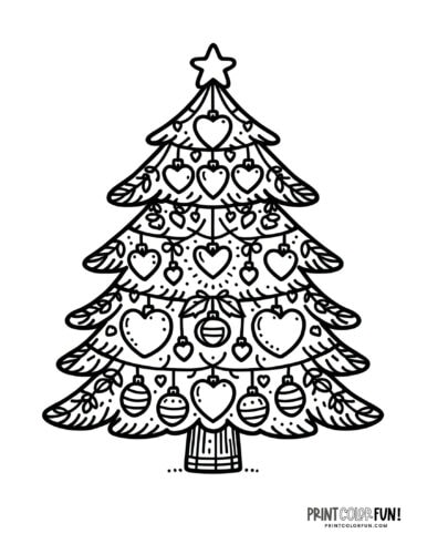 Printable Christmas tree coloring page from PrintColorFun com (3)