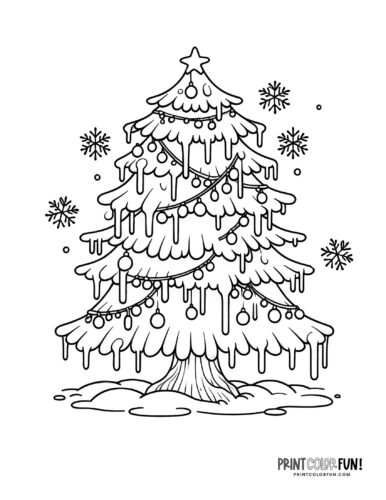 Printable Christmas tree coloring page from PrintColorFun com (4)