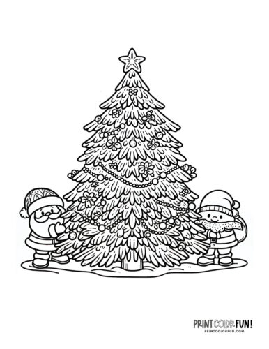 Printable Christmas tree coloring page from PrintColorFun com (5)