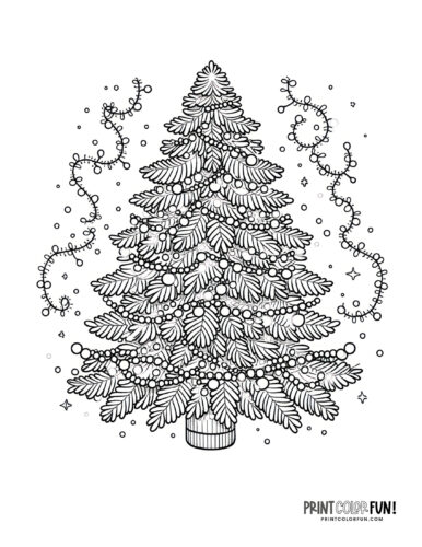 Printable Christmas tree coloring page from PrintColorFun com (6)