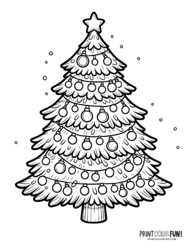 Printable Christmas tree coloring page from PrintColorFun com (8)