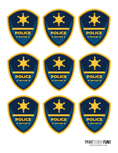 Printable color play police badges for kids from PrintColorFun com (1)