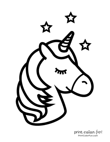 Easy-to-color unicorn with stars