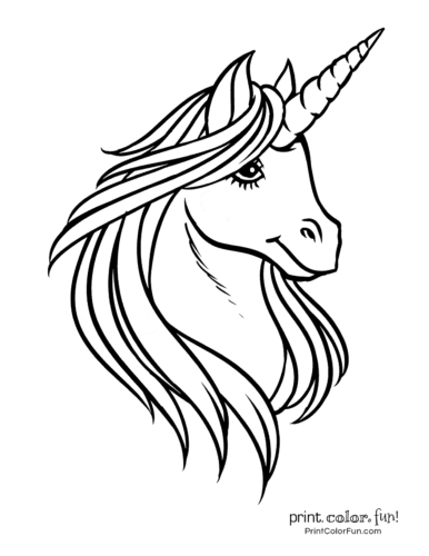 Unicorn head coloring page