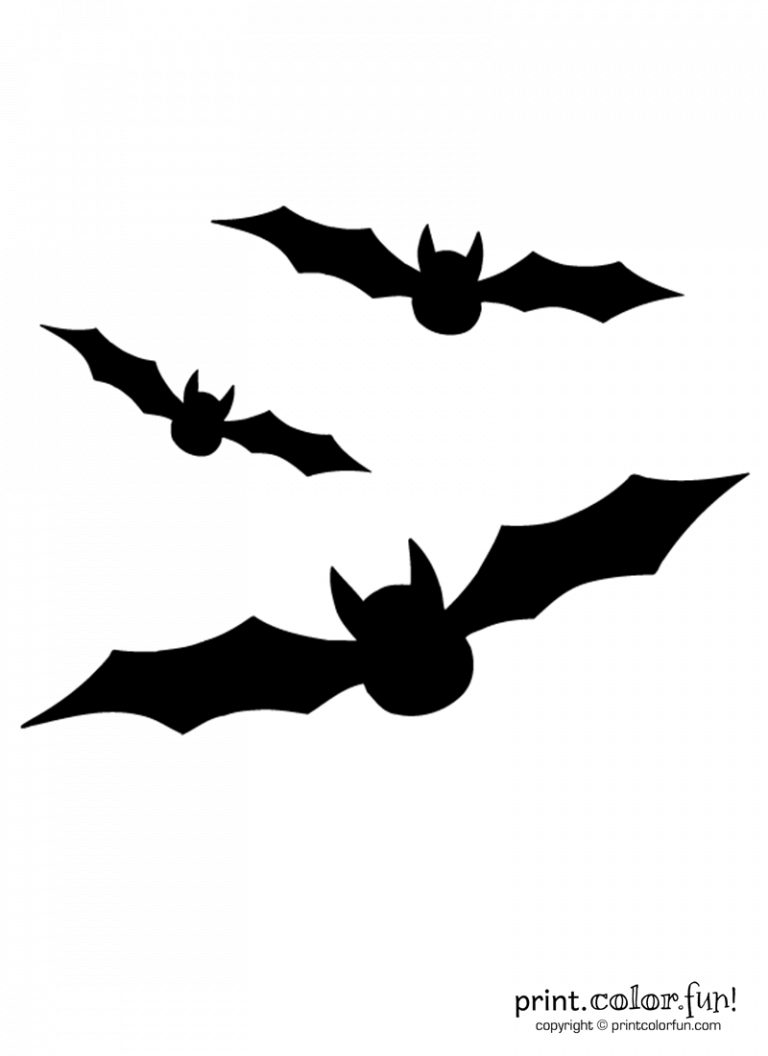 Pumpkin carving stencil: 3 flying bats - Print Color Fun!