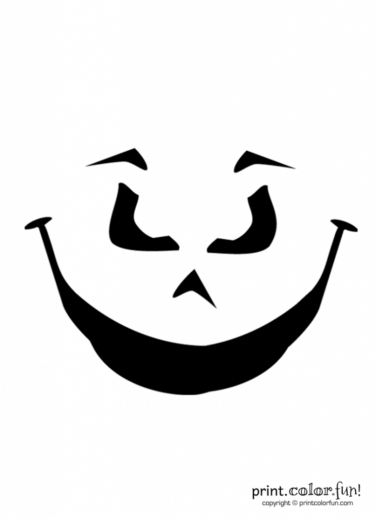 Pumpkin carving stencil: Evil grin - Print Color Fun!
