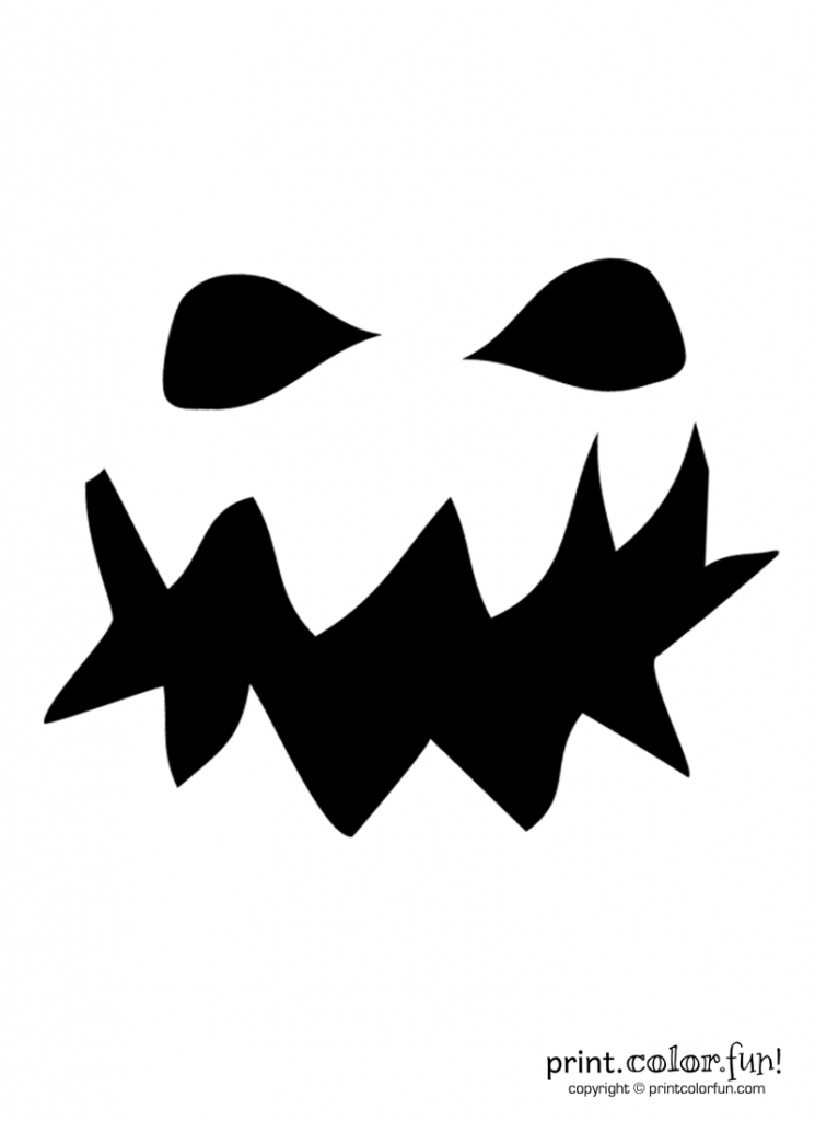 Pumpkin carving stencil: Grouchy ghoul - Print Color Fun!