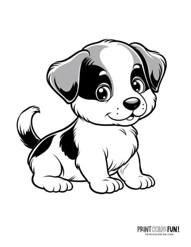 Puppy coloring pages - clipart from PrintColorFun com 1