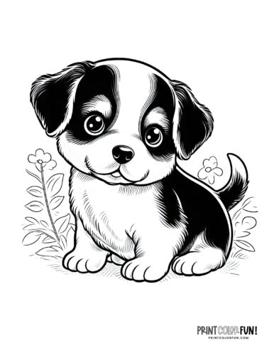 Puppy coloring page - clipart from PrintColorFun com 2