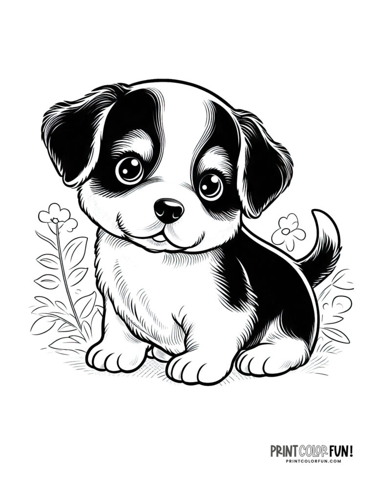 31 cute puppy coloring pages &amp; free color clipart, at PrintColorFun.com