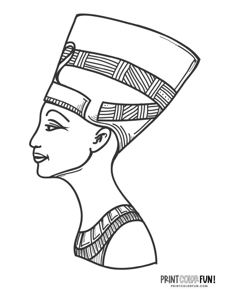 Queen Nefertiti coloring pages: Ancient Egyptian royalty, at ...