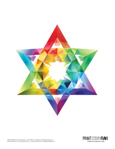 Rainbow Star of David color clipart from PrintColorFun com 1