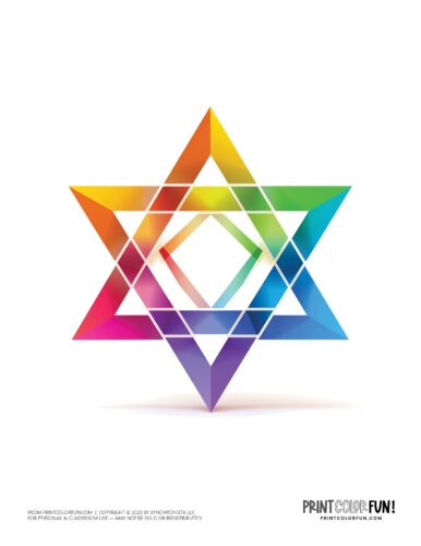Rainbow Star of David color clipart from PrintColorFun com 2