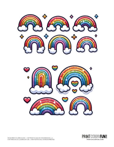 Rainbow color clipart stickers from PrintColorFun com 1