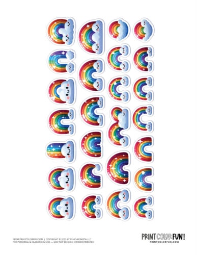 Rainbow color clipart stickers from PrintColorFun com 2