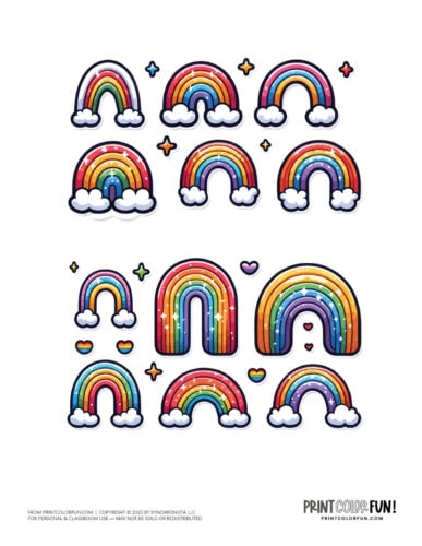 Rainbow color clipart stickers from PrintColorFun com 3