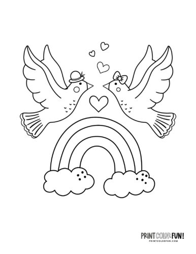 Rainbow coloring page and clipart from PrintColorFun com 3