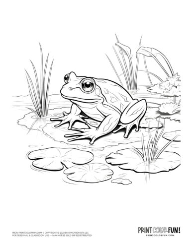 Realistic cartoon frog drawing coloring page from PrintColorFun com (4)