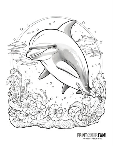 Realistic dolphin coloring printable (3)
