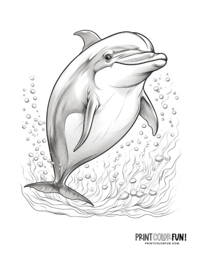 Realistic dolphin coloring printable (4)