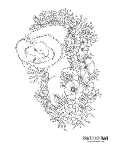 Realistic lion adult coloring page from PrintColorFun com